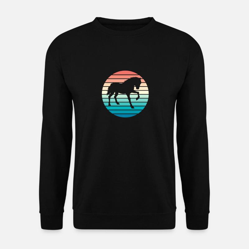Pferd Retro Pferde Vintage Reiten Reiter - Unisex Pullover - Schwarz