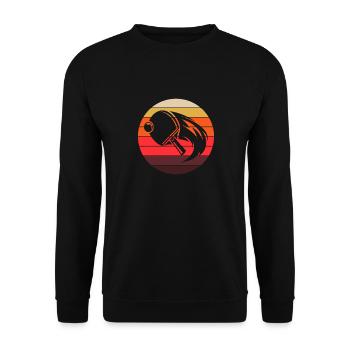 Tischtennis Vintage Retro Spieler Spielerin - Unisex Pullover - Schwarz - Vorne - Alina (178cm) & Michal (187cm)