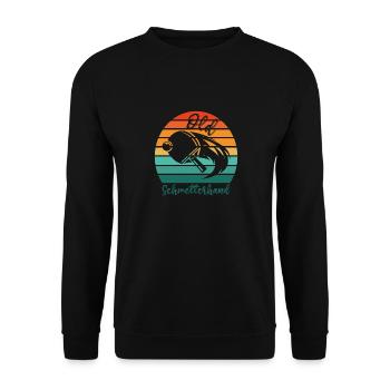 Tischtennis Retro Spieler Old Schmetterhand - Unisex Pullover - Schwarz - Vorne - Alina (178cm) & Michal (187cm)
