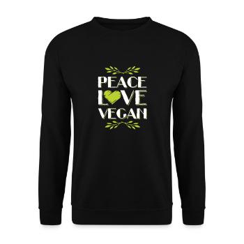 peace love vegan - Unisex Pullover - Schwarz - Vorne - Alina (178cm) & Michal (187cm)