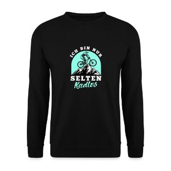 Ich bin nur selten Radlos - Unisex Pullover - Schwarz - Vorne - Alina (178cm) & Michal (187cm)