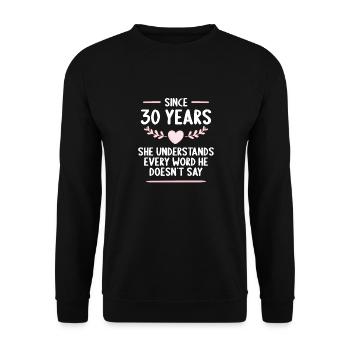 30 ans de mariage 30 ans - Sweat-shirt Unisexe - noir - Devant - Alina (178cm) & Michal (187cm)