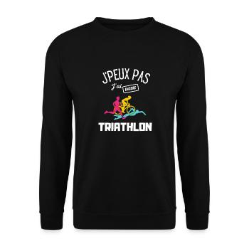 J'peux pas j'ai encore triathlon - Sweat-shirt Unisexe - noir - Devant - Alina (178cm) & Michal (187cm)