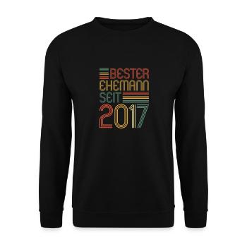 Bester Ehemann seit 2017 4. Hochzeitstag - Unisex Pullover - Schwarz - Vorne - Alina (178cm) & Michal (187cm)
