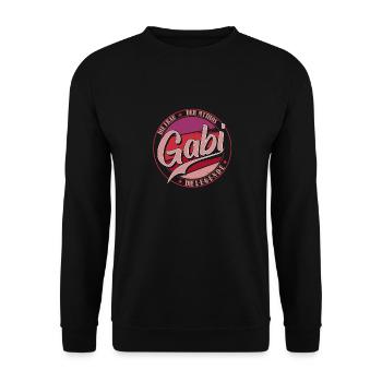 Vorname Die Frau der Mythos Die Legende Gabi - Unisex Pullover - Schwarz - Vorne - Alina (178cm) & Michal (187cm)