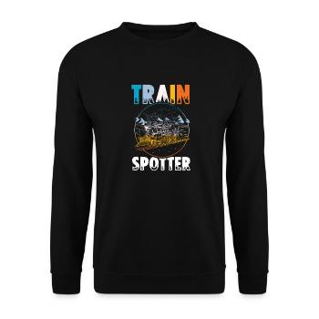 Eisenbahn Bahnhof Zug Train Spotter - Unisex Pullover - Schwarz - Vorne - Alina (178cm) & Michal (187cm)