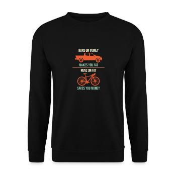Runs On Fat Saves You Money - Fun Bike - Unisex Sweatshirt - black - Front - Alina (178cm) & Michal (187cm)