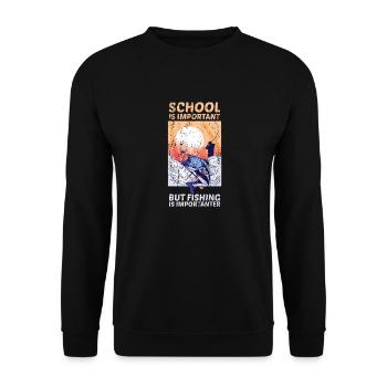 Fishing Is Importanter - Unisex Pullover - Schwarz - Vorne - Alina (178cm) & Michal (187cm)