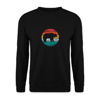 Retro Vintage Style Polar Bear - Unisex Sweatshirt - black - Front - Alina (178cm) & Michal (187cm)