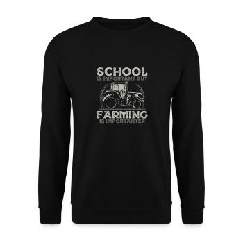 School Is Important But Farming Is Importanter - Unisex Pullover - Schwarz - Vorne - Alina (178cm) & Michal (187cm)