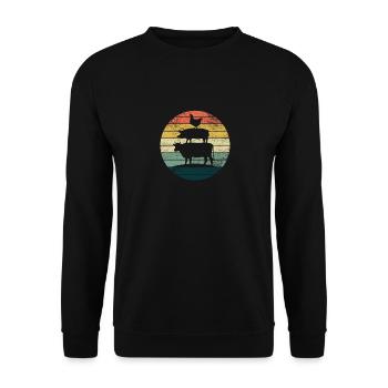Poulet Porc Vache Rétro Vintage Sunset Coloré - Sweat-shirt Unisexe - noir - Devant - Alina (178cm) & Michal (187cm)