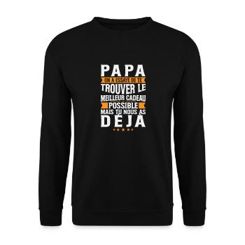 Papa Le Meilleur C'est Nous Fille Fils Homme Humou - Unisex Pullover - Schwarz - Vorne - Alina (178cm) & Michal (187cm)