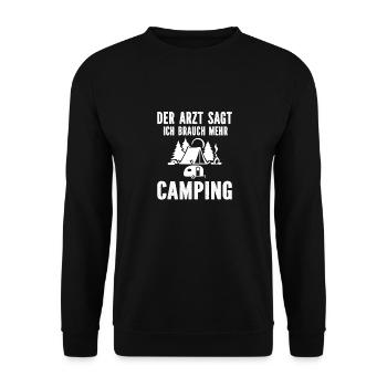 Der Arzt sagt ich brauch mehr Camping - Unisex Pullover - Schwarz - Vorne - Alina (178cm) & Michal (187cm)
