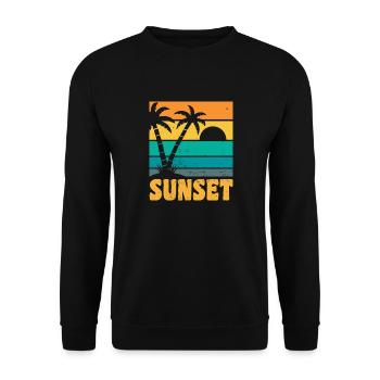 Sunset Retro Style - Unisex Pullover - Schwarz - Vorne - Alina (178cm) & Michal (187cm)