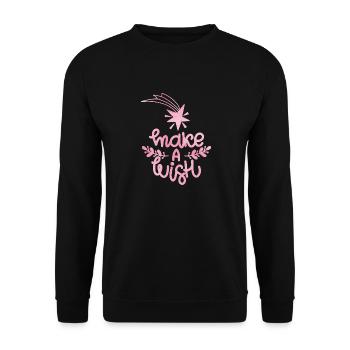 Quotes of Unicorns Make a wish Make a wish - Unisex Pullover - Schwarz - Vorne - Alina (178cm) & Michal (187cm)