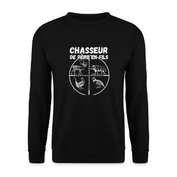 chasseur de père en fils - Sweat-shirt Unisexe - noir - Devant - Alina (178cm) & Michal (187cm)