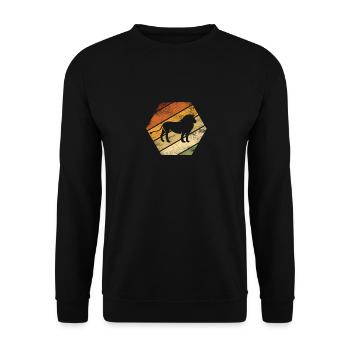 Vintage Retro Lion Lion Head Gift Birthday - Unisex Sweatshirt - black - Front - Alina (178cm) & Michal (187cm)