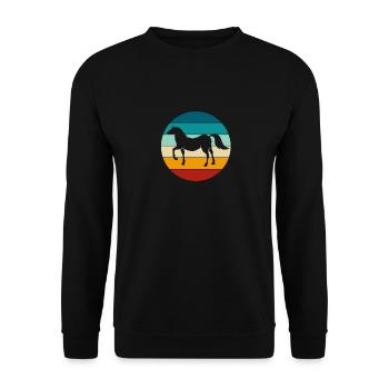 Pferde Retro Pferd Reiten Vintage Pony Geschenk - Unisex Pullover - Schwarz - Vorne - Alina (178cm) & Michal (187cm)