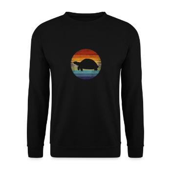 Turtle Animal Retro Gift - Unisex Sweatshirt - black - Front - Alina (178cm) & Michal (187cm)