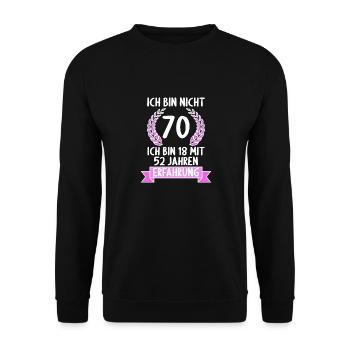 70 Jahre alt 70 Jährige 70 Jähriger 70. Geburtstag - Unisex Pullover - Schwarz - Vorne - Alina (178cm) & Michal (187cm)