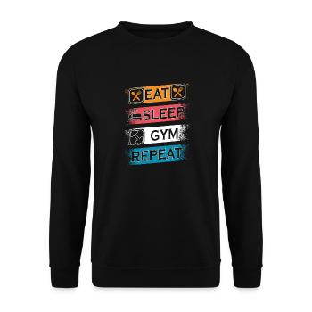 EAT SLEEP GYM REPEAT - Unisex Sweatshirt - black - Front - Alina (178cm) & Michal (187cm)