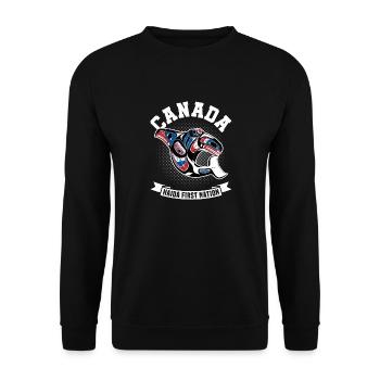 Canada Native Haida "Eagle Whale" - Unisex Sweatshirt - black - Front - Alina (178cm) & Michal (187cm)