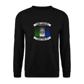 Yukon Territory Flag und Province-Slogan - Unisex Pullover - Schwarz - Vorne - Alina (178cm) & Michal (187cm)