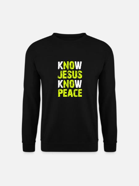 Jesus Christliche Bibel-Vers-Schrift Erkenne Jesus - Unisex Pullover - Schwarz
