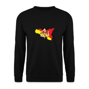 Italien Italia Sicilia Flagge Sizilien Palermo - Unisex Pullover - Schwarz - Vorne - Alina (178cm) & Michal (187cm)