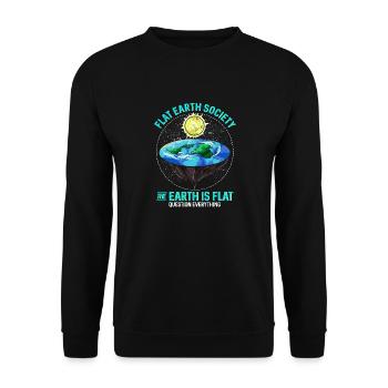 Flache Erde Die Erde ist flach Hinterfrage alles - Unisex Pullover - Schwarz - Vorne - Alina (178cm) & Michal (187cm)