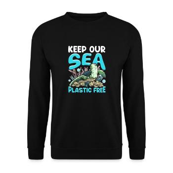 Save The Sea Turtles - Unisex Sweatshirt - black - Front - Alina (178cm) & Michal (187cm)
