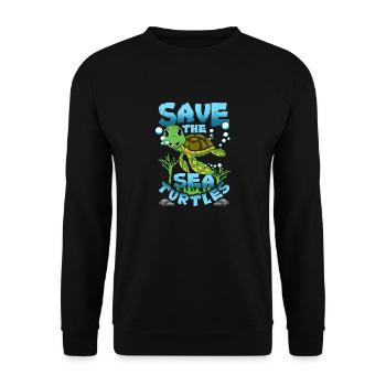Save The Sea Turtles - Unisex Sweatshirt - black - Front - Alina (178cm) & Michal (187cm)