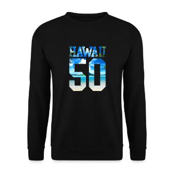 Hawaii 50 Fun Geschenk - Unisex Pullover - Schwarz - Vorne - Alina (178cm) & Michal (187cm)