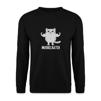 Bodybuilding Spruch Kraftsport Gym Muskelkater - Unisex Pullover - Schwarz - Vorne - Alina (178cm) & Michal (187cm)