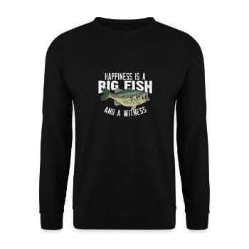 Das Glück Ist Ein Großer Fisch Und Ein Zeuge - Unisex Pullover - Schwarz - Vorne - Alina (178cm) & Michal (187cm)