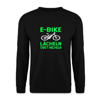 E-Bike Radfahrer Akku Elektrorad - Unisex Pullover - Schwarz - Vorne - Alina (178cm) & Michal (187cm)