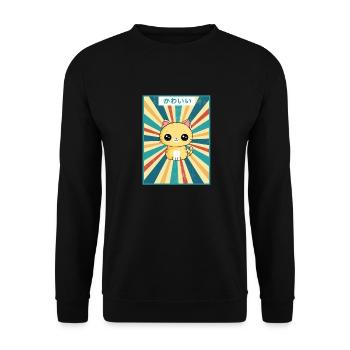 kawaii neko japanese - Unisex Sweatshirt - black - Front - Alina (178cm) & Michal (187cm)