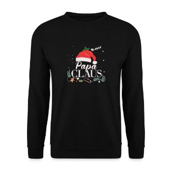 Papa Claus Weihnachten Familie Weihnachtsmann - Unisex Pullover - Schwarz - Vorne - Alina (178cm) & Michal (187cm)