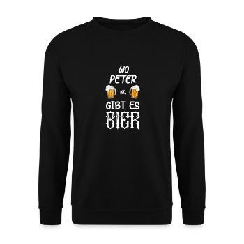 Peter Biertrinker Funny Spruch Lustiges Bier Shirt - Unisex Pullover - Schwarz - Vorne - Alina (178cm) & Michal (187cm)