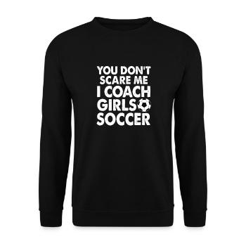 Tu ne me fais pas peur, j’entraîne Girl’s Soccer Fun Gift - Sweat-shirt Unisexe - noir - Devant - Alina (178cm) & Michal (187cm)