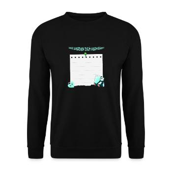 Wir Werden Dich Vermissen - Abschied Unterschrift - Unisex Pullover - Schwarz - Vorne - Alina (178cm) & Michal (187cm)
