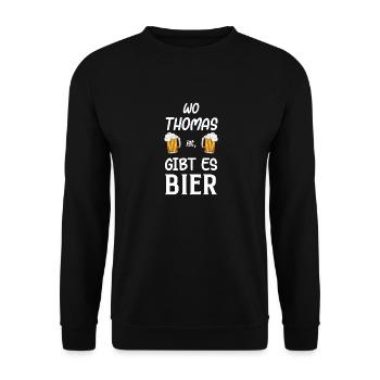 Thomas Bier Geschenk Geburtstag - Unisex Pullover - Schwarz - Vorne - Alina (178cm) & Michal (187cm)