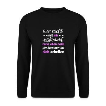 Lustiger Spruch Frauen Mädchen Damen Geschenk - Unisex Pullover - Schwarz - Vorne - Alina (178cm) & Michal (187cm)