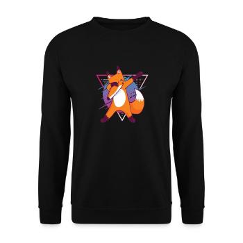 Kinder Fuchs Dabbing Fox Dab Fox in 90s - Unisex Pullover - Schwarz - Vorne - Alina (178cm) & Michal (187cm)