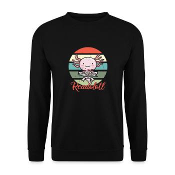 Axolotl liest - Unisex Pullover - Schwarz - Vorne - Alina (178cm) & Michal (187cm)