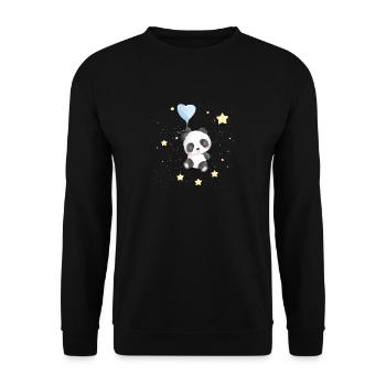 Space Panda With Stars - Unisex Sweatshirt - black - Front - Alina (178cm) & Michal (187cm)