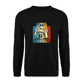 Kinder Level 11 Freigeschaltet Geburtstagsshirt - Unisex Pullover - Schwarz - Vorne - Alina (178cm) & Michal (187cm)