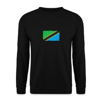Tansania Herzschlag Flagge Vintage Tansania - Unisex Pullover - Schwarz - Vorne - Alina (178cm) & Michal (187cm)