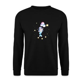 Space Mermaid Floating With Balloons - Unisex Sweatshirt - black - Front - Alina (178cm) & Michal (187cm)