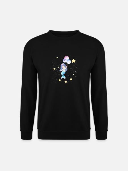 Space Mermaid Floating With Balloons - Unisex Sweatshirt - black